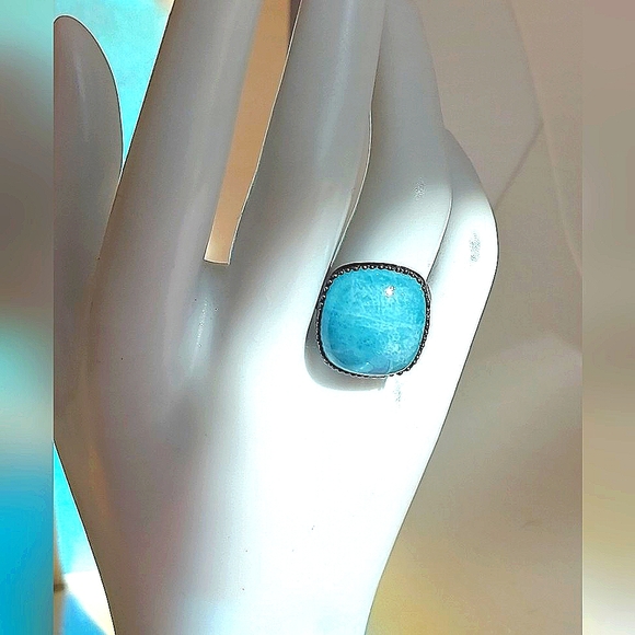 Natural 18 ct Not Enhanced Aquamarine 925 Sterling Silver Ring Sz 7.5 - Picture 4 of 9